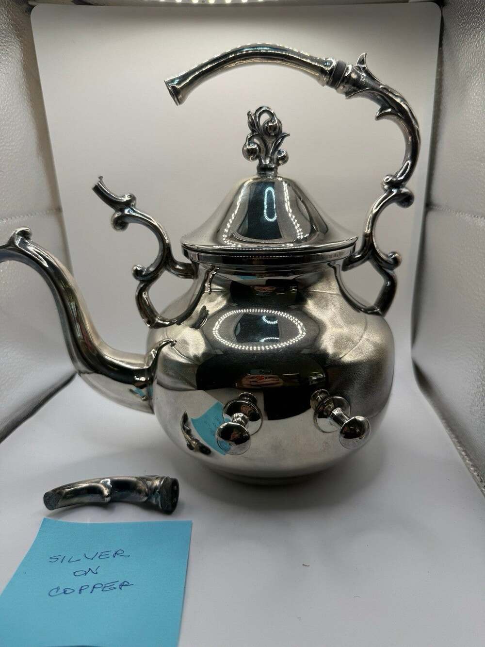 Vintage Birmingham Silver on Copper Tilting Tea Kettle Stand Burner BIM 13 As Is